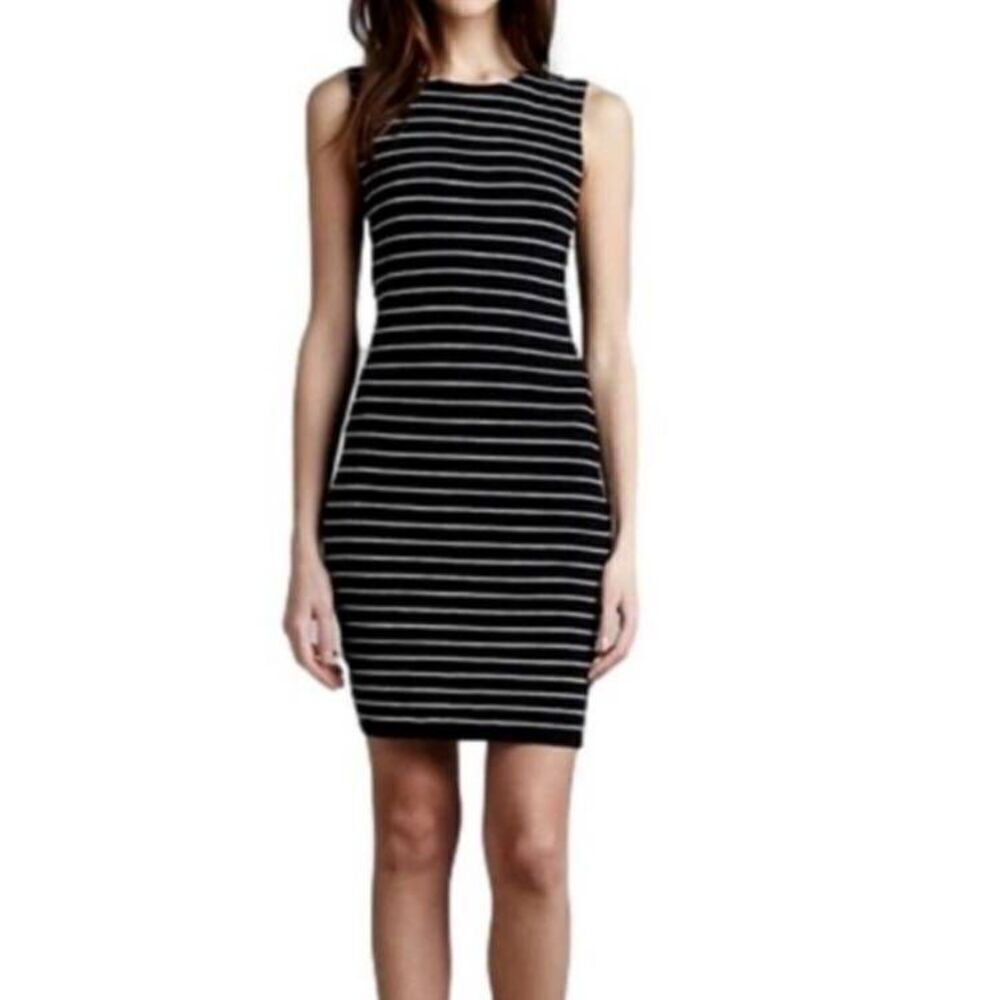 Alice+Olivia black&white striped mini bodycon dress sz Small